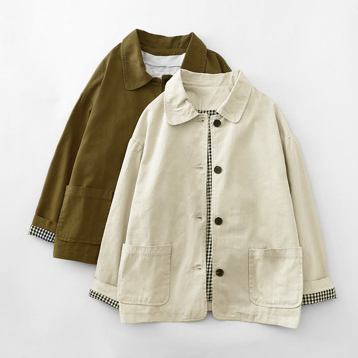 Buddha Stones Commute Patchwork Design Baumwolle Damenjacke mit Taschen - image 5