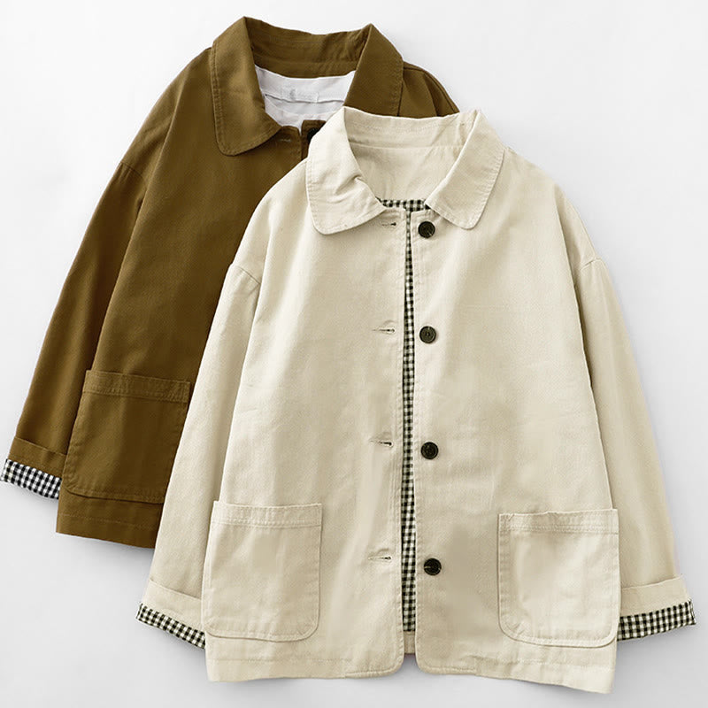 Buddha Stones Commute Patchwork Design Baumwolle Damenjacke mit Taschen - image 14