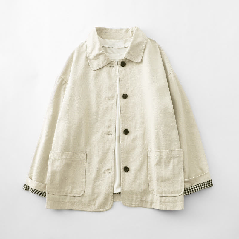 Buddha Stones Commute Patchwork Design Baumwolle Damenjacke mit Taschen - Leinen - US8-10， UK/AU12-14，EU40-42 (2XL) - image 6