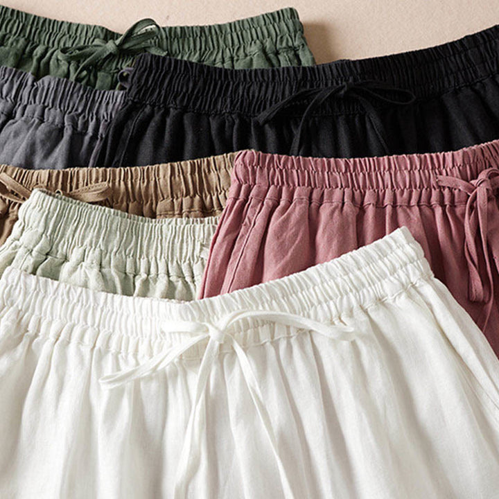 Buddha Stones Sommer-Haremshose mit kleiner Blumenstickerei und Taschen - image 2