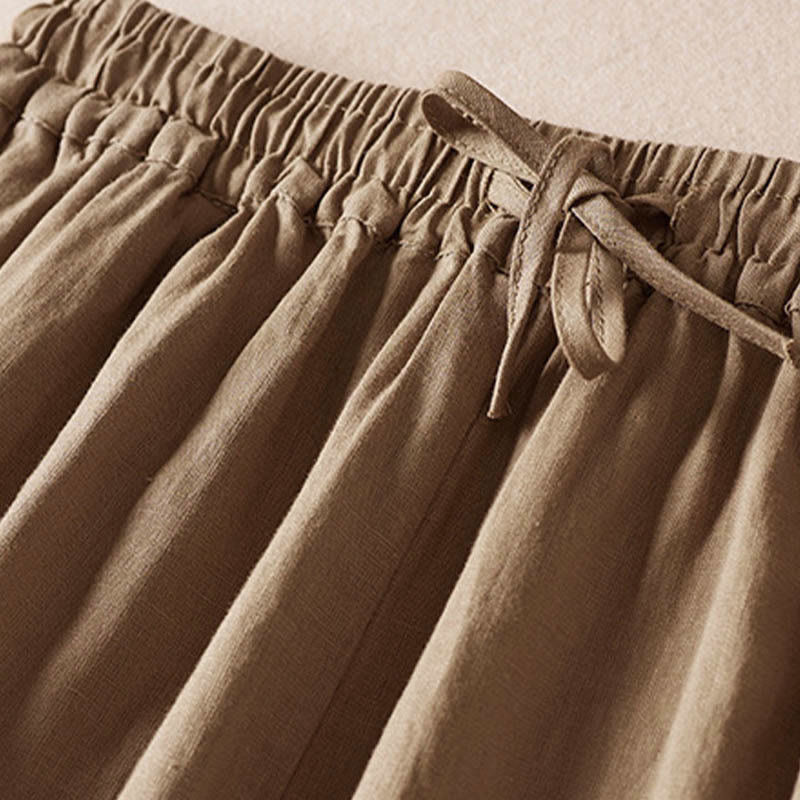 Buddha Stones Sommer-Haremshose mit kleiner Blumenstickerei und Taschen - image 5