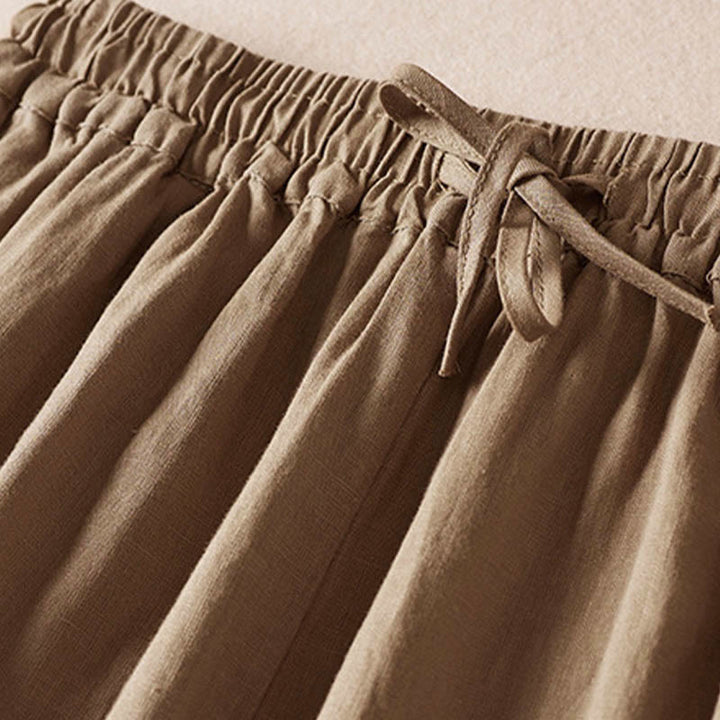 Buddha Stones Sommer-Haremshose mit kleiner Blumenstickerei und Taschen - image 5