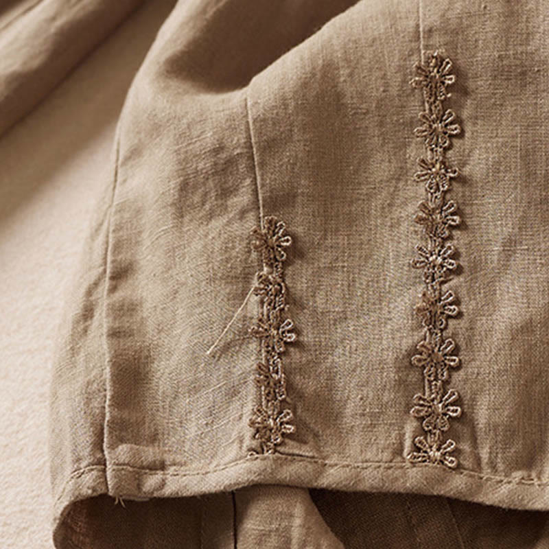 Buddha Stones Sommer-Haremshose mit kleiner Blumenstickerei und Taschen - image 4