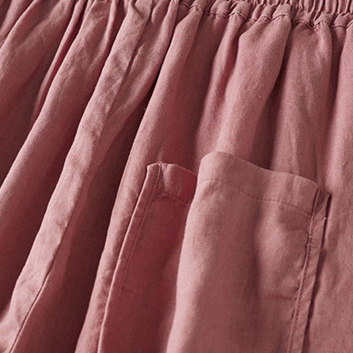 Buddha Stones Sommer-Haremshose mit kleiner Blumenstickerei und Taschen - image 14