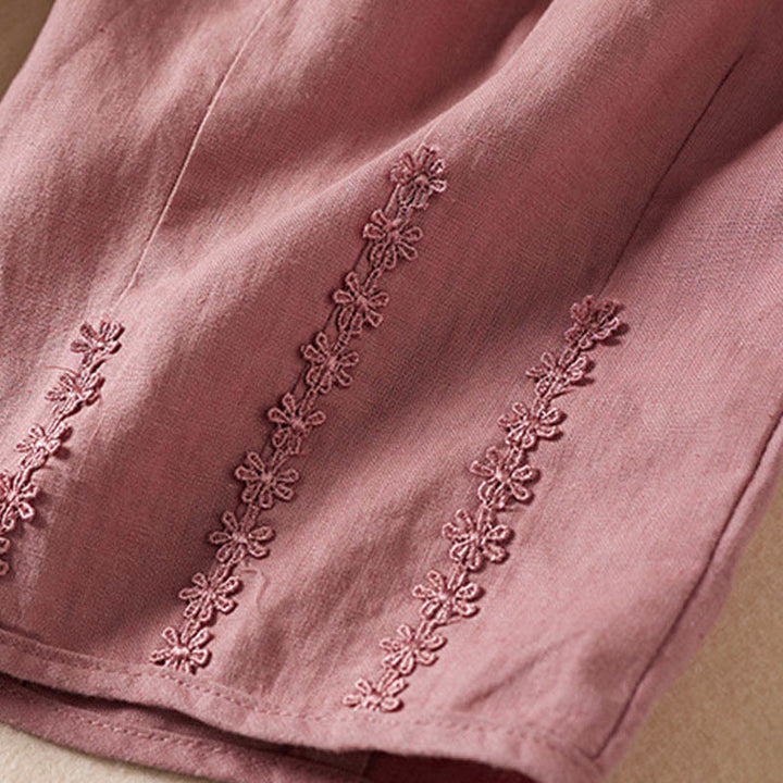 Buddha Stones Sommer-Haremshose mit kleiner Blumenstickerei und Taschen - image 15