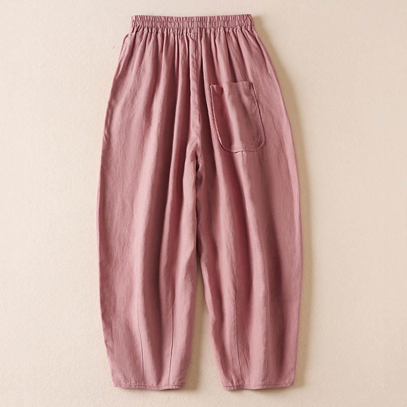 Buddha Stones Sommer-Haremshose mit kleiner Blumenstickerei und Taschen - image 11