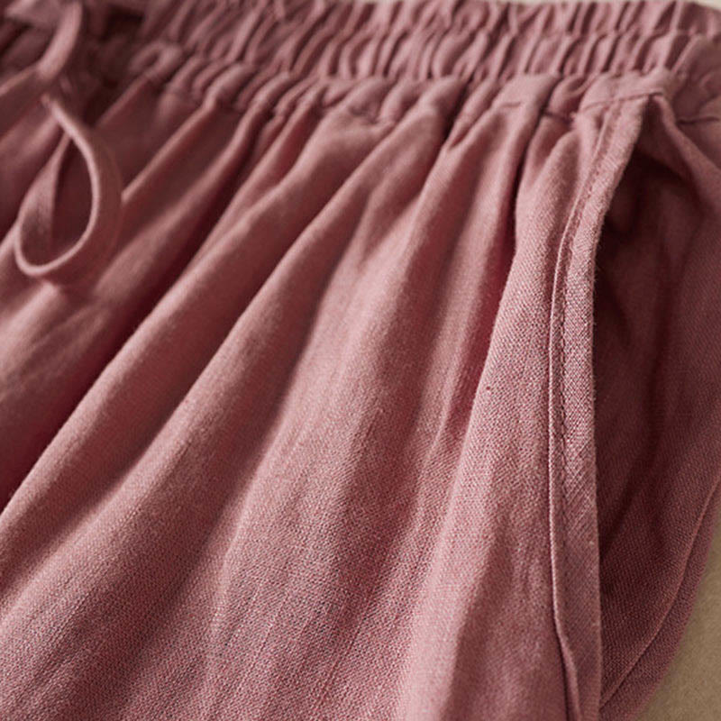 Buddha Stones Sommer-Haremshose mit kleiner Blumenstickerei und Taschen - image 13