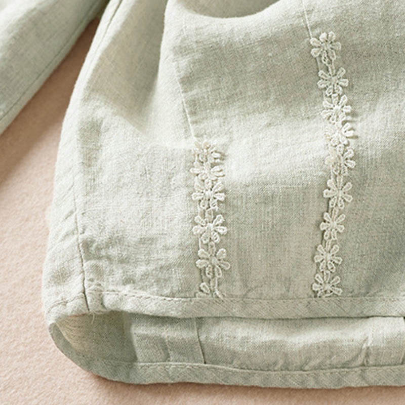 Buddha Stones Sommer-Haremshose mit kleiner Blumenstickerei und Taschen - image 25