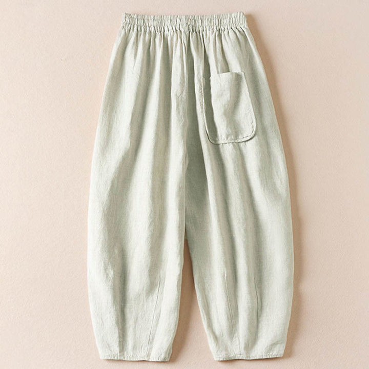 Buddha Stones Sommer-Haremshose mit kleiner Blumenstickerei und Taschen - image 24