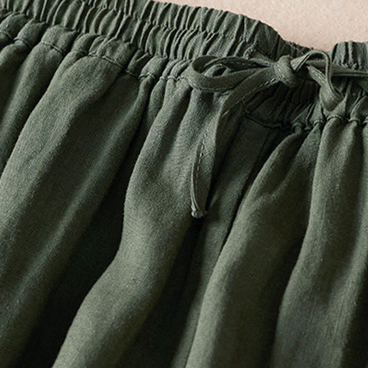 Buddha Stones Sommer-Haremshose mit kleiner Blumenstickerei und Taschen - image 31