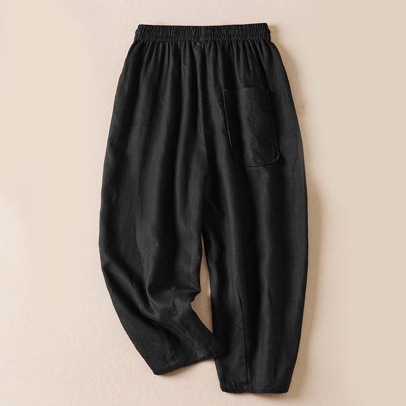 Buddha Stones Sommer-Haremshose mit kleiner Blumenstickerei und Taschen - image 37