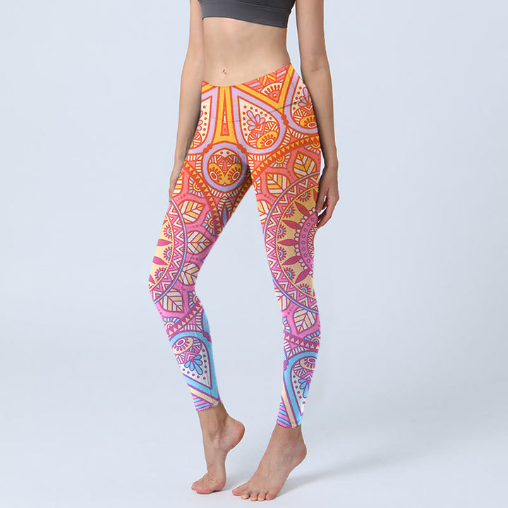 Buddha Stones ​​Bunte Mandala Muster Gym Leggings frauen Yoga Hosen - Tomate - US18, UK/AU22, EU50 (4XL) - image 0