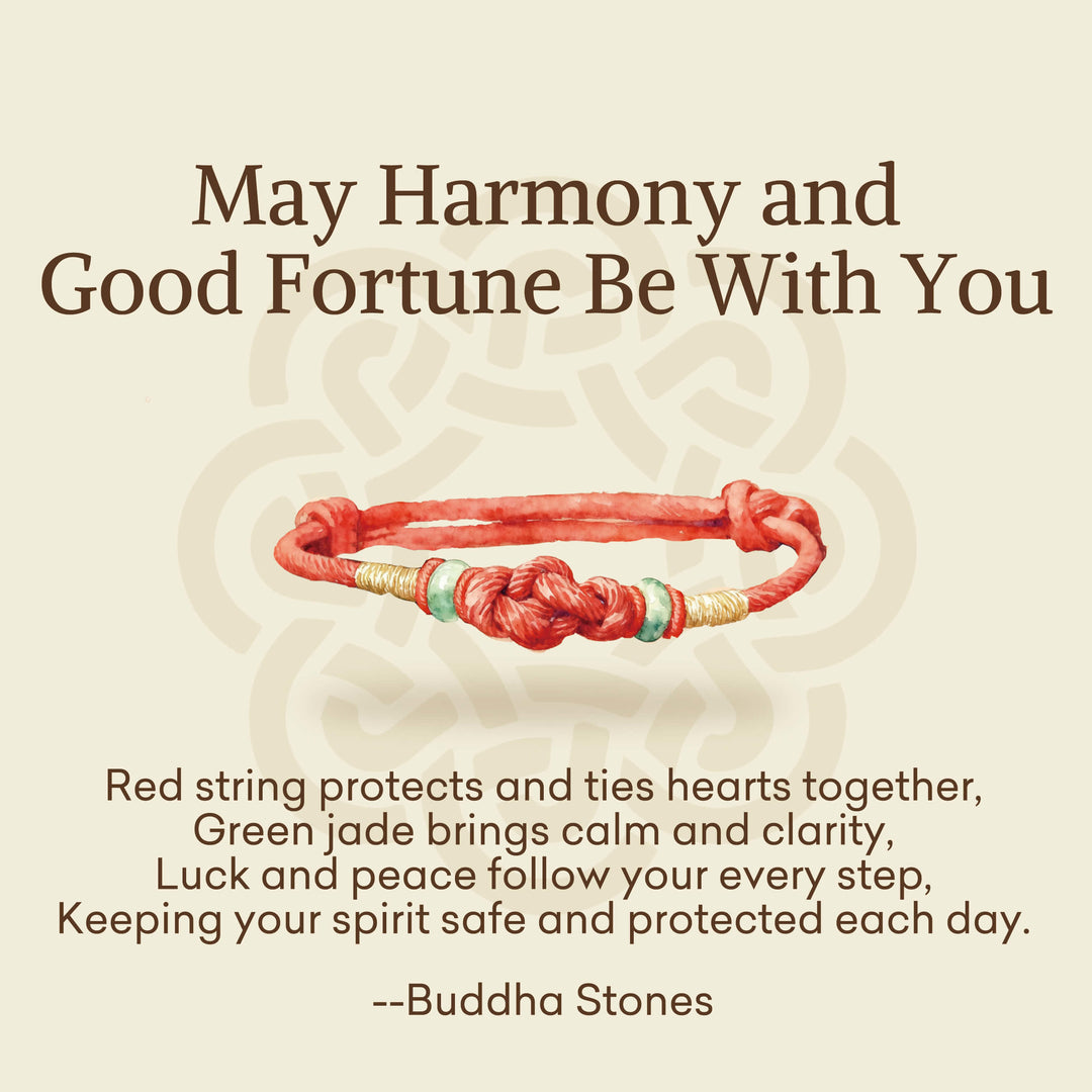Geflochtenes Armband mit Buddha Stonesn, roter Schnur, Jade, Glück, Glücksknoten - image 2