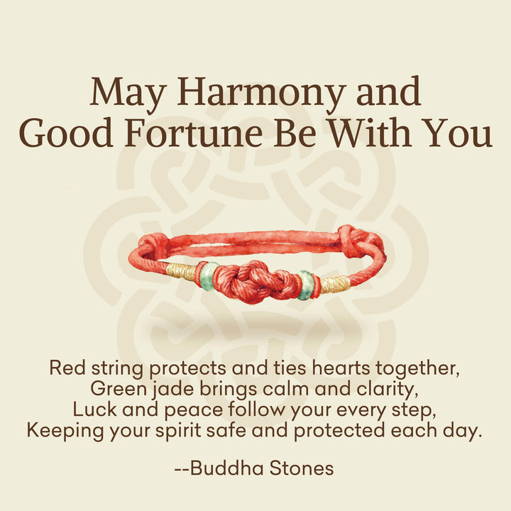 Geflochtenes Armband mit Buddha Stonesn, roter Schnur, Jade, Glück, Glücksknoten - image 2