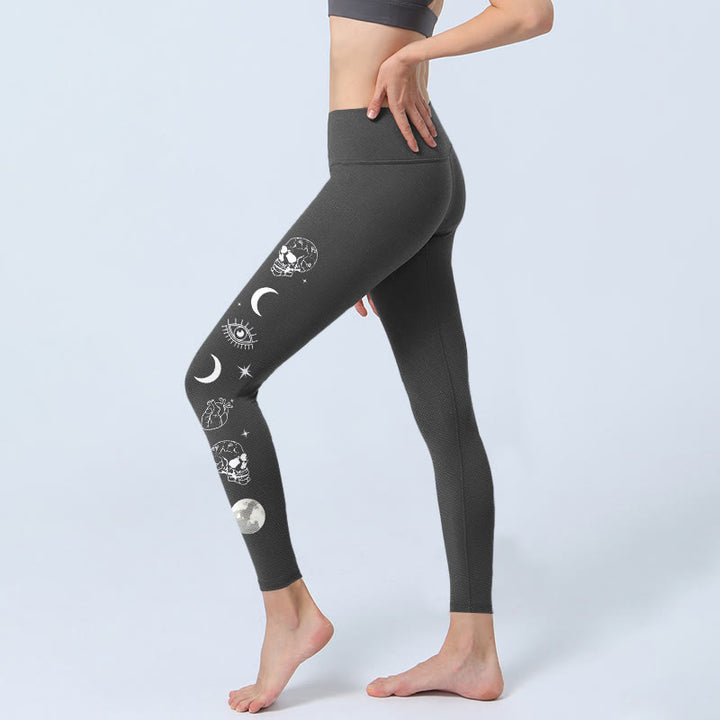 Buddha Stones Moon Moth Skull Design Gym Leggings Damen Yogahose - image 2