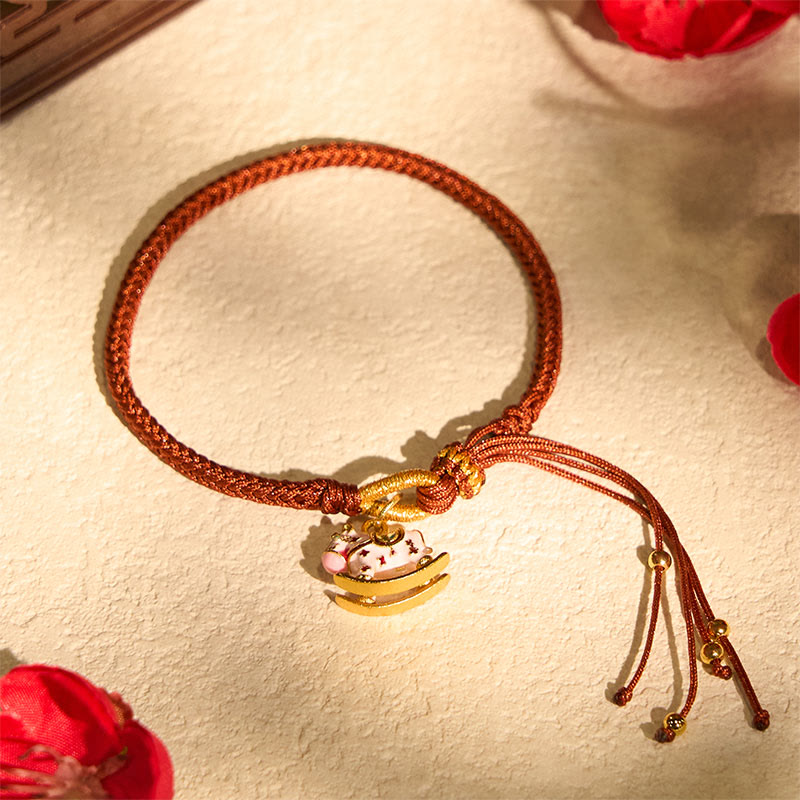 Buddha Stones Chinesisches Tierkreiszeichen Jahr des Pferdes Rote Schnur Glück Geflochtenes Armband - image 1