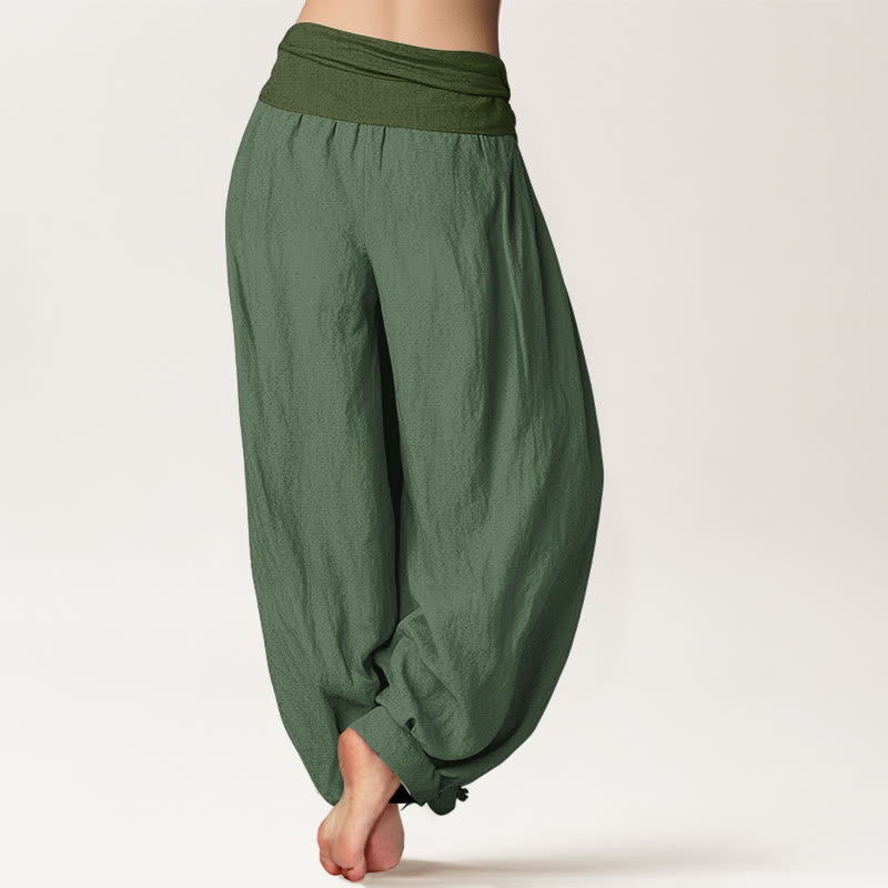 Buddha Stones SeaGreen Haremshose für Damen aus reiner Baumwolle mit elastischer Taille - image 1