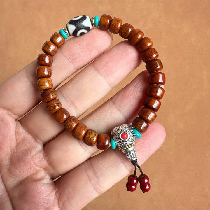 Buddha Stones, Knochenperlen, Vajra, dreiäugiges Dzi-Perlen-Glücksarmband - image 1