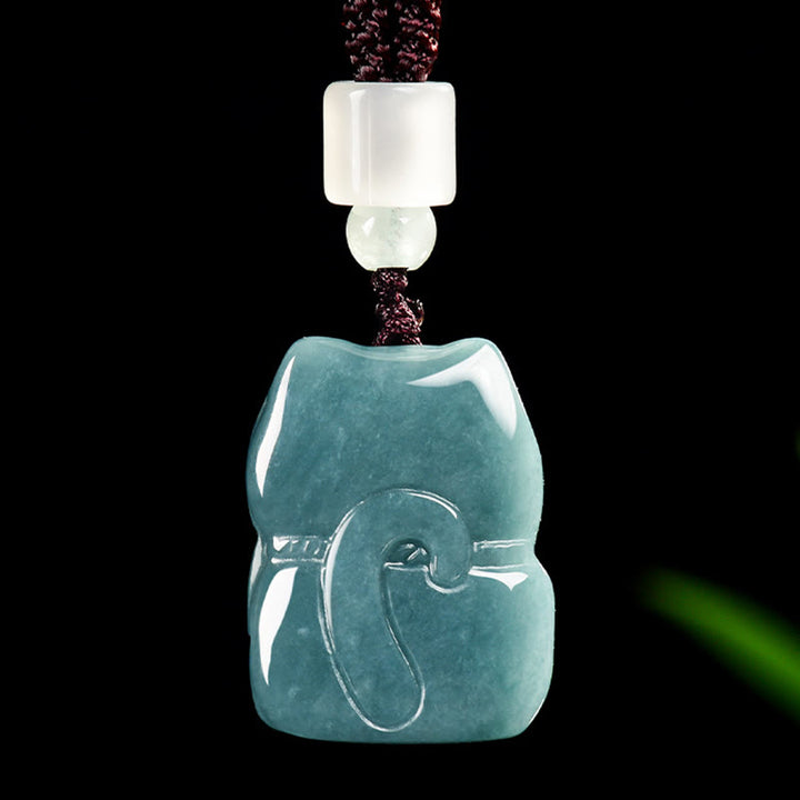 Buddha Stones Natural Attract Wealth Cat Jade Halskette Wohlstandsanhänger - image 1