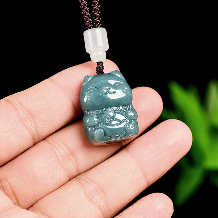 Buddha Stones Natural Attract Wealth Cat Jade Halskette Wohlstandsanhänger - image 6