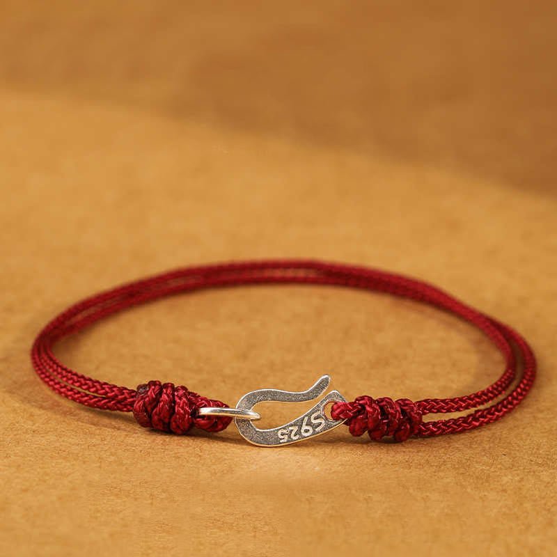 Buddha Stones 925 Sterling Silber Haken Design Rote Schnur Stärke Buntes Armband - Purpur - 20 cm - image 0