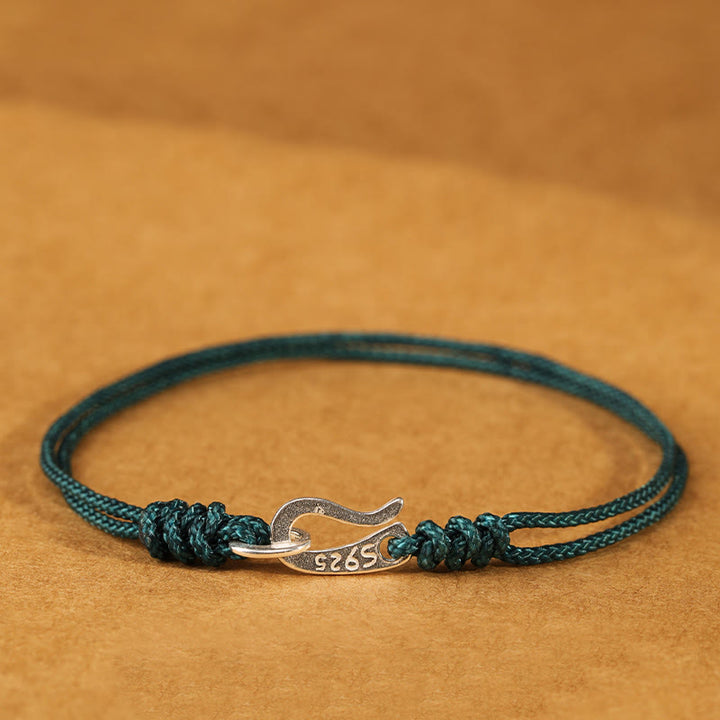 Buddha Stones 925 Sterling Silber Haken Design Rote Schnur Stärke Buntes Armband - Blaugrün - 20 cm - image 19