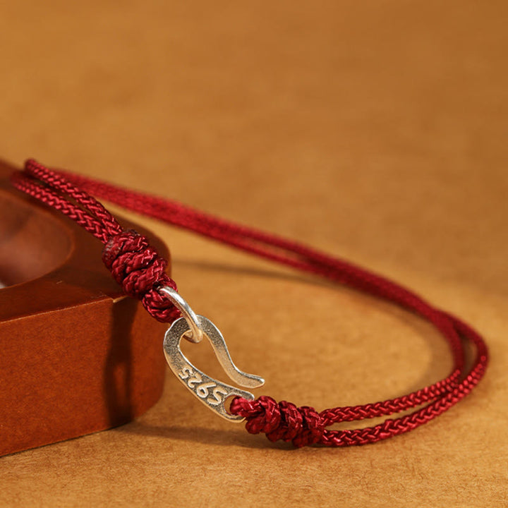 Buddha Stones 925 Sterling Silber Haken Design Rote Schnur Stärke Buntes Armband - image 1