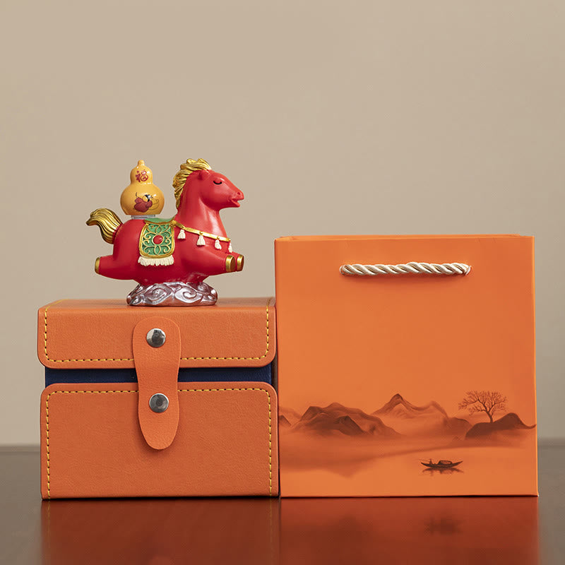 Buddha Stones, chinesisches Sternzeichen, Jahr des Pferdes, Fu-Charakter, Wohlstand, Heimdekoration - Rotes Pferd mit Kürbis (8,5 x 4,3 x 7,5 cm) - image 14