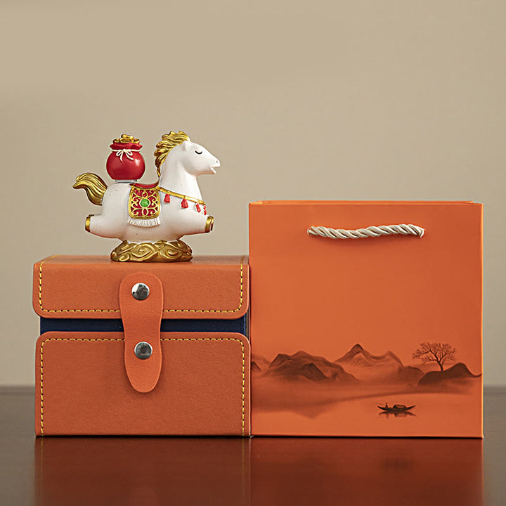 Buddha Stones, chinesisches Sternzeichen, Jahr des Pferdes, Fu-Charakter, Wohlstand, Heimdekoration - Weißes Pferd mit Tasche (8,5 x 4,3 x 7,5 cm) - image 5