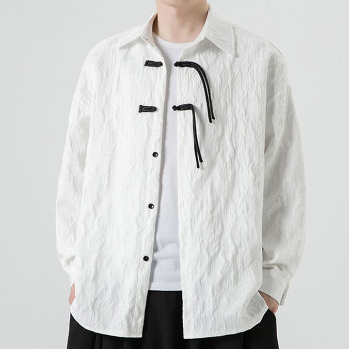 Buddha Stones Frosch-Knopf Blätter Muster Langarm Herren Tang Anzug Jacke - image 18