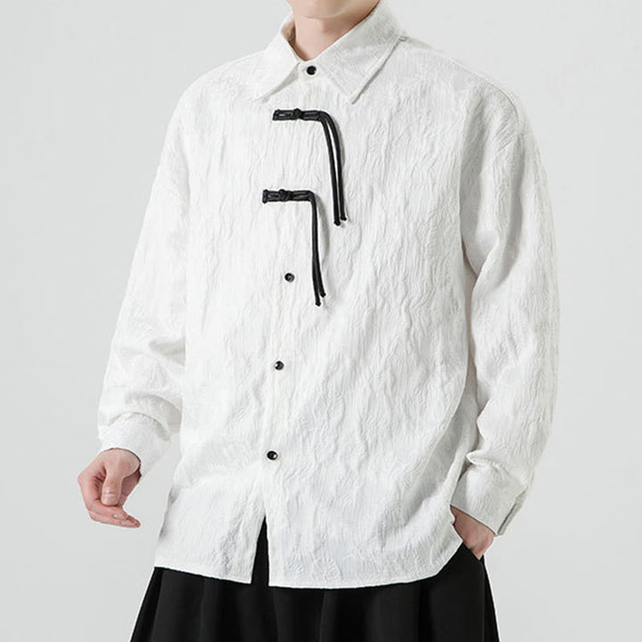 Buddha Stones Frosch-Knopf Blätter Muster Langarm Herren Tang Anzug Jacke - image 21