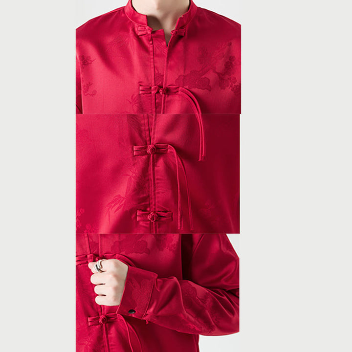 Buddha Stones Herren-Tang-Anzug mit langen Ärmeln und Frosch-Knopf-Design - image 9