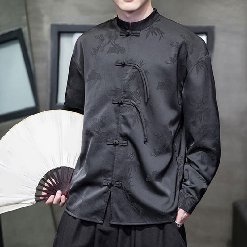 Buddha Stones Herren-Tang-Anzug mit langen Ärmeln und Frosch-Knopf-Design - image 18