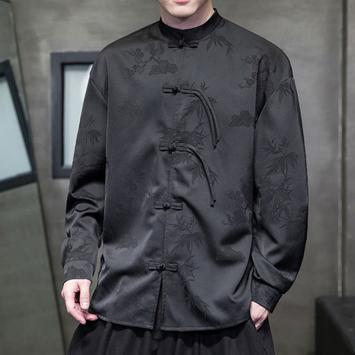 Buddha Stones Herren-Tang-Anzug mit langen Ärmeln und Frosch-Knopf-Design - image 11