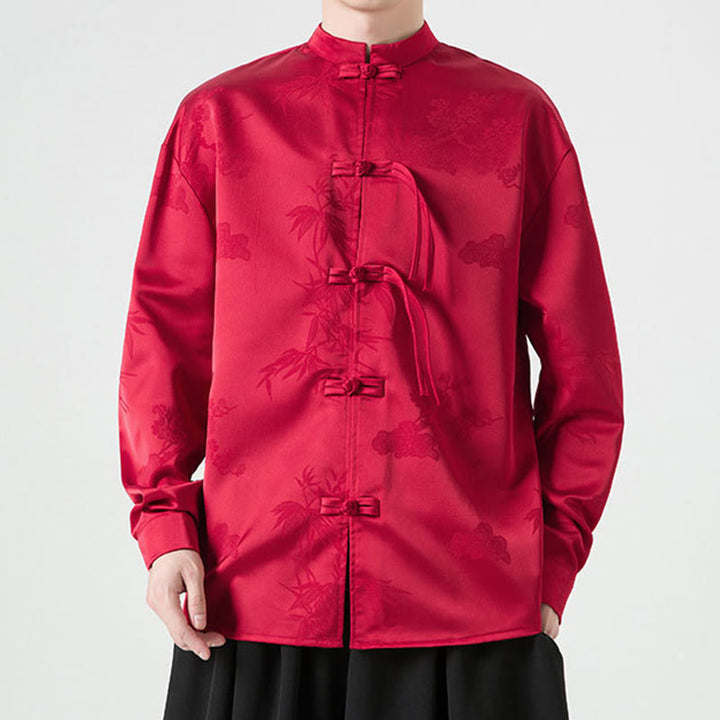 Buddha Stones Herren-Tang-Anzug mit langen Ärmeln und Frosch-Knopf-Design - image 3