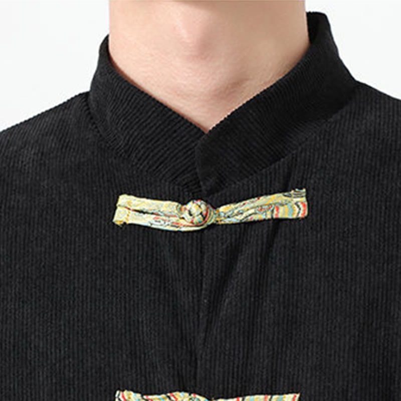 Buddha Stones Blumenmuster, langärmlige Herren-Tang-Anzugjacke aus Baumwollcord mit Taschen - image 11