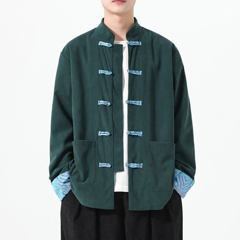 Buddha Stones Blumenmuster, langärmlige Herren-Tang-Anzugjacke aus Baumwollcord mit Taschen - image 17