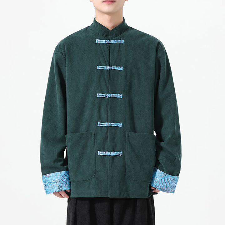 Buddha Stones Blumenmuster, langärmlige Herren-Tang-Anzugjacke aus Baumwollcord mit Taschen - image 14