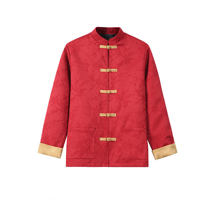 Buddha Stones Jacquard Stehkragen Langarm Herren Baumwolljacke mit Taschen - image 1