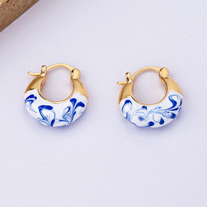 Buddha Stones , verkupfert, 18 Karat Gold, Emaille-Glasur, Heilung, Glück, U-förmige Ohrringe - image 2