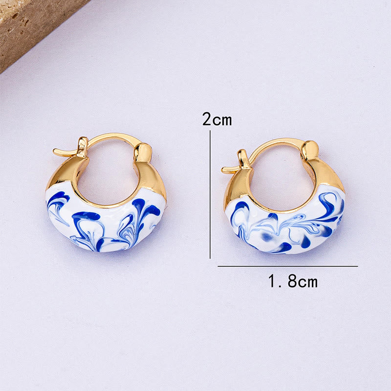 Buddha Stones , verkupfert, 18 Karat Gold, Emaille-Glasur, Heilung, Glück, U-förmige Ohrringe - image 4