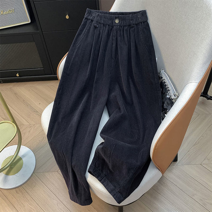 Buddha Stones Damenhose aus Cord und Baumwolle mit weitem Bein und Taschen, schlichtes Design mit elastischem Bund - Dunkelgrau - US8-10， UK/AU12-14，EU40-42 (2XL) - image 19