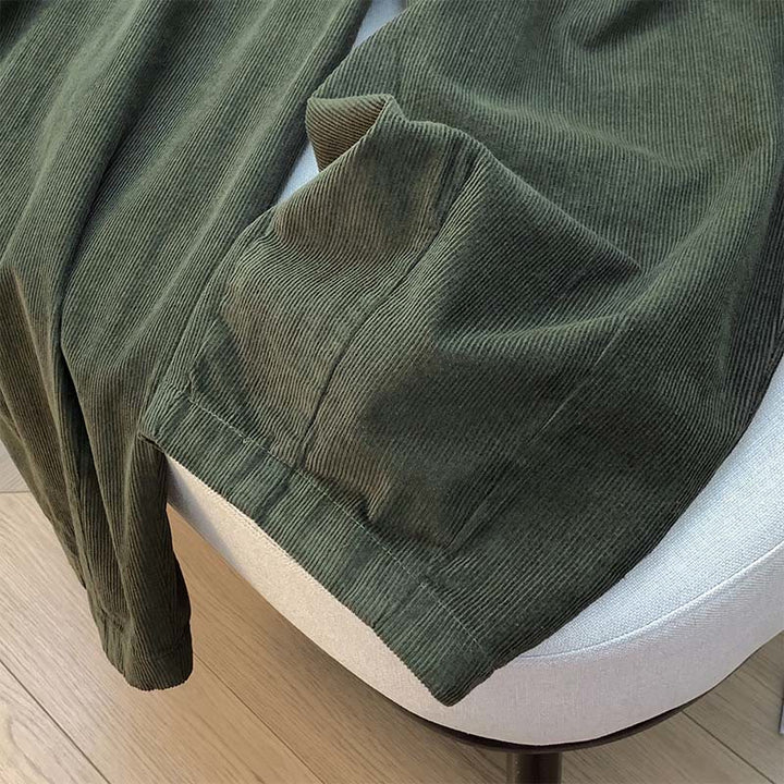 Buddha Stones Damenhose aus Cord und Baumwolle mit weitem Bein und Taschen, schlichtes Design mit elastischem Bund - image 2