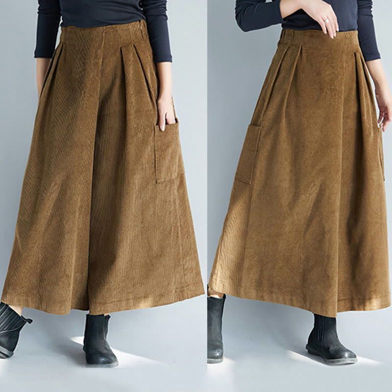 Buddha Stones Damen-Cordhose mit weitem Bein, einfarbig, seitlicher Reißverschluss, Länge 7–8, mit Taschen - image 12