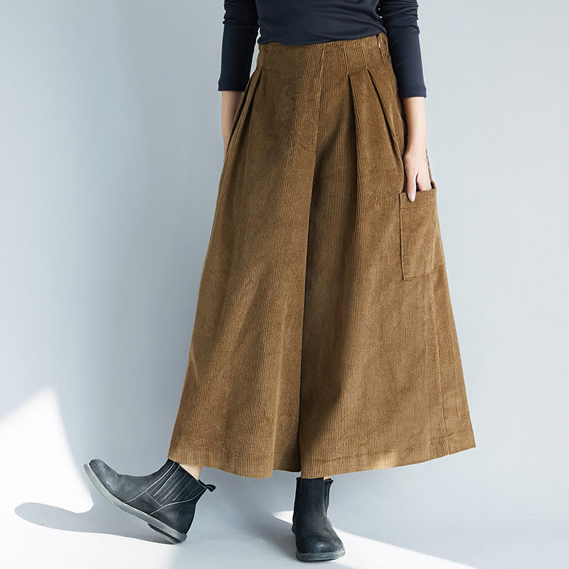Buddha Stones Damen-Cordhose mit weitem Bein, einfarbig, seitlicher Reißverschluss, Länge 7–8, mit Taschen - Dunkelgoldenrod - US6, UK/AU10, EU38 (2XL) - image 0