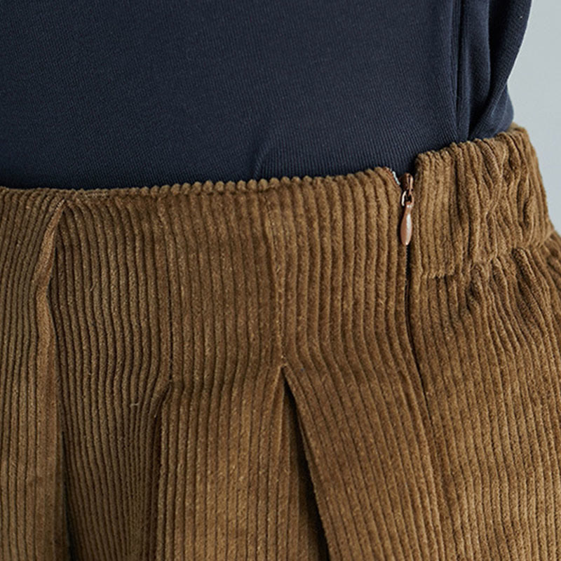 Buddha Stones Damen-Cordhose mit weitem Bein, einfarbig, seitlicher Reißverschluss, Länge 7–8, mit Taschen - image 7