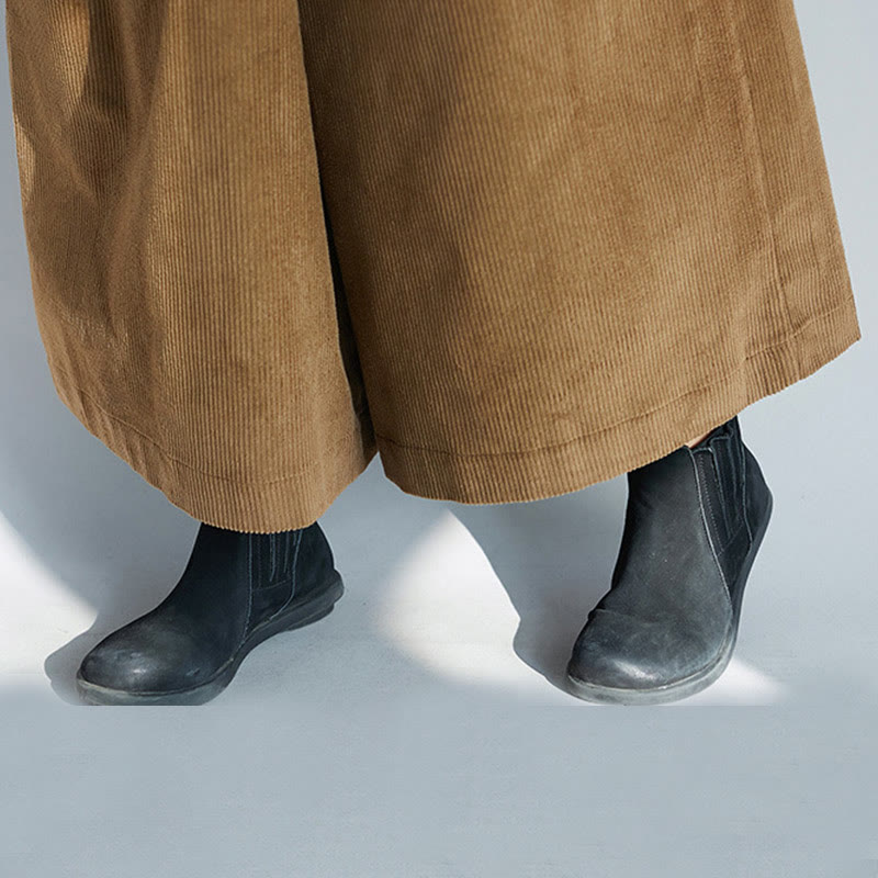 Buddha Stones Damen-Cordhose mit weitem Bein, einfarbig, seitlicher Reißverschluss, Länge 7–8, mit Taschen - image 11
