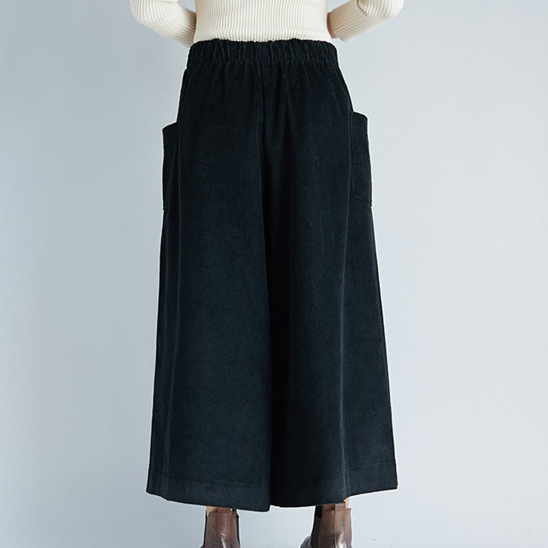 Buddha Stones Damen-Cordhose mit weitem Bein, einfarbig, seitlicher Reißverschluss, Länge 7–8, mit Taschen - image 14