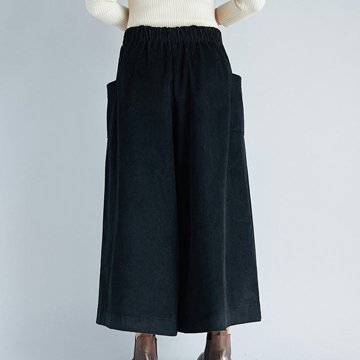 Buddha Stones Damen-Cordhose mit weitem Bein, einfarbig, seitlicher Reißverschluss, Länge 7–8, mit Taschen - image 14