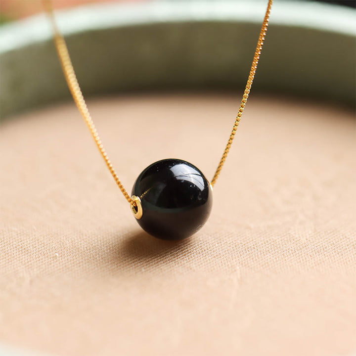 Buddha Stones Halskette mit Anhänger „Confidence Focus“ aus 925er Sterlingsilber mit runder Bernsteinperle - image 2